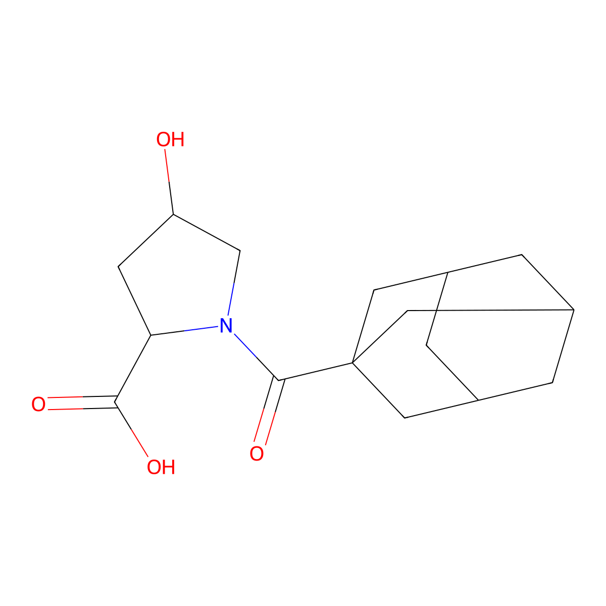 (2S,4R)-1-(adamantane-1-carbonyl)-4-hydroxypyrrolidine-2-carboxylic acid molecular structure, CAS 1807938-86-8