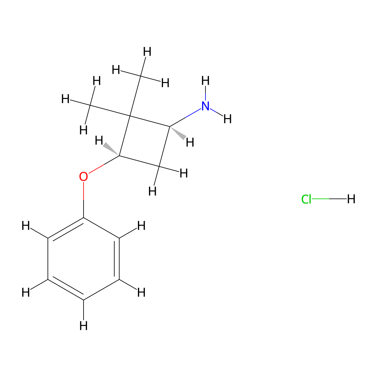 rac-(1R,3S)-2,2-dimethyl-3-phenoxycyclobutan-1-amine hydrochloride molecular structure, CAS 1807938-92-6