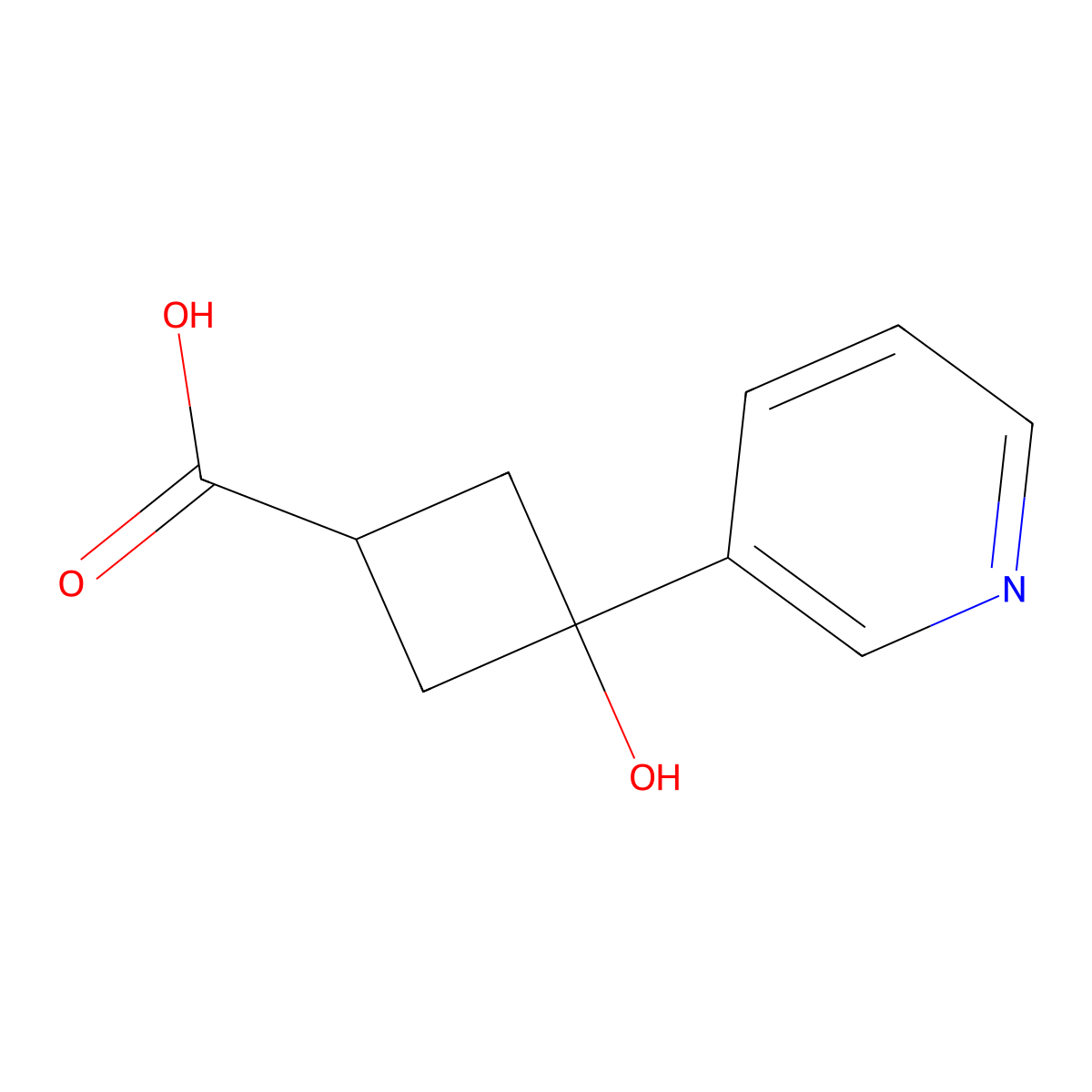 3-Hydroxy-3-(pyridin-3-yl)cyclobutane-1-carboxylic acid molecular structure, CAS 1807939-04-3