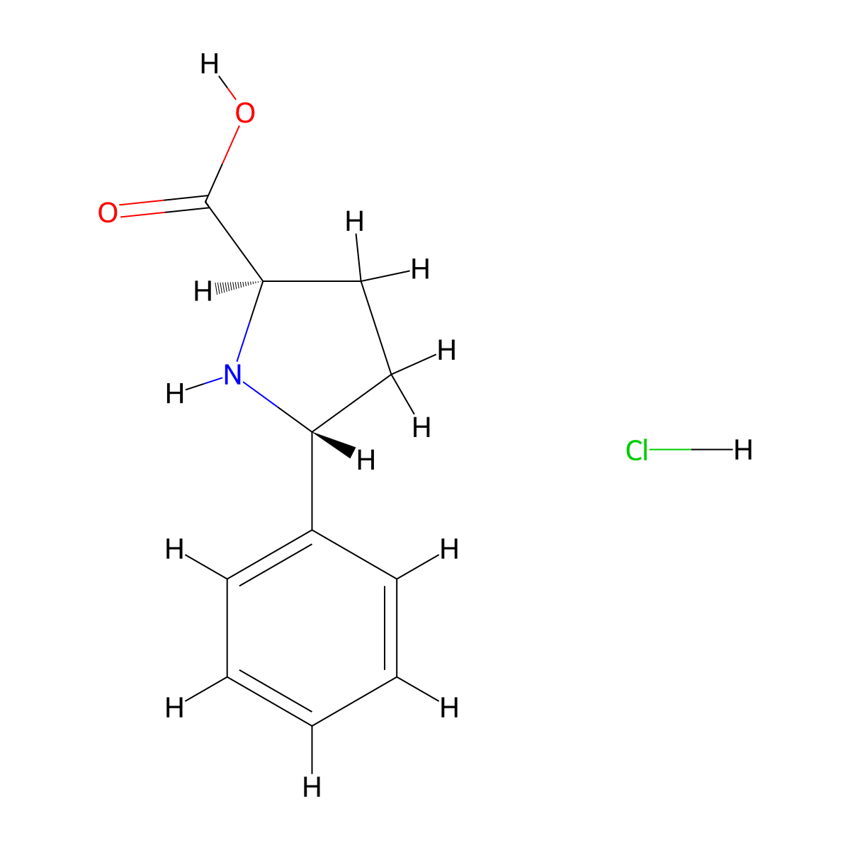 (2R,5R)-5-phenylpyrrolidine-2-carboxylic acid hydrochloride molecular structure, CAS 1807939-10-1
