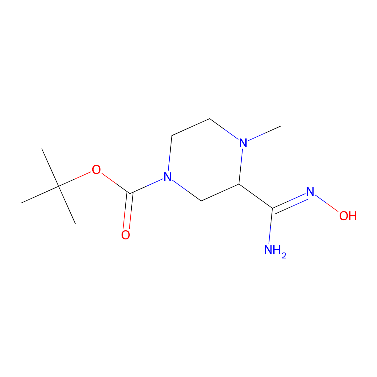 tert-butyl 3-(N'-hydroxycarbamimidoyl)-4-methylpiperazine-1-carboxylate molecular structure, CAS 1807939-16-7