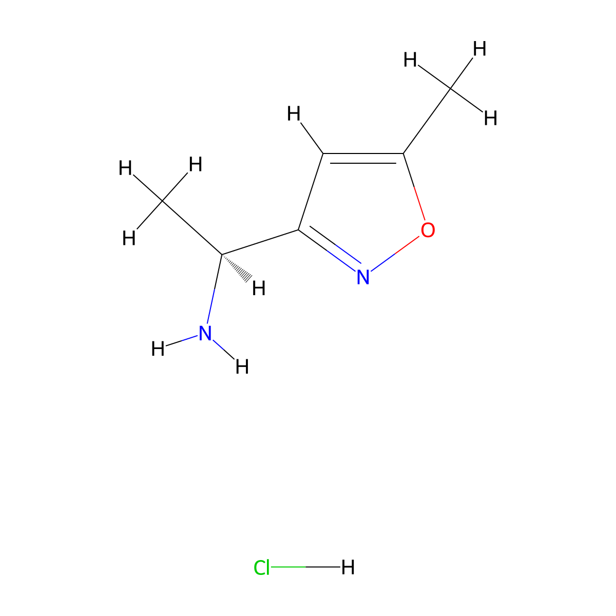 (1S)-1-(5-methyl-1,2-oxazol-3-yl)ethan-1-amine hydrochloride molecular structure, CAS 1807939-17-8
