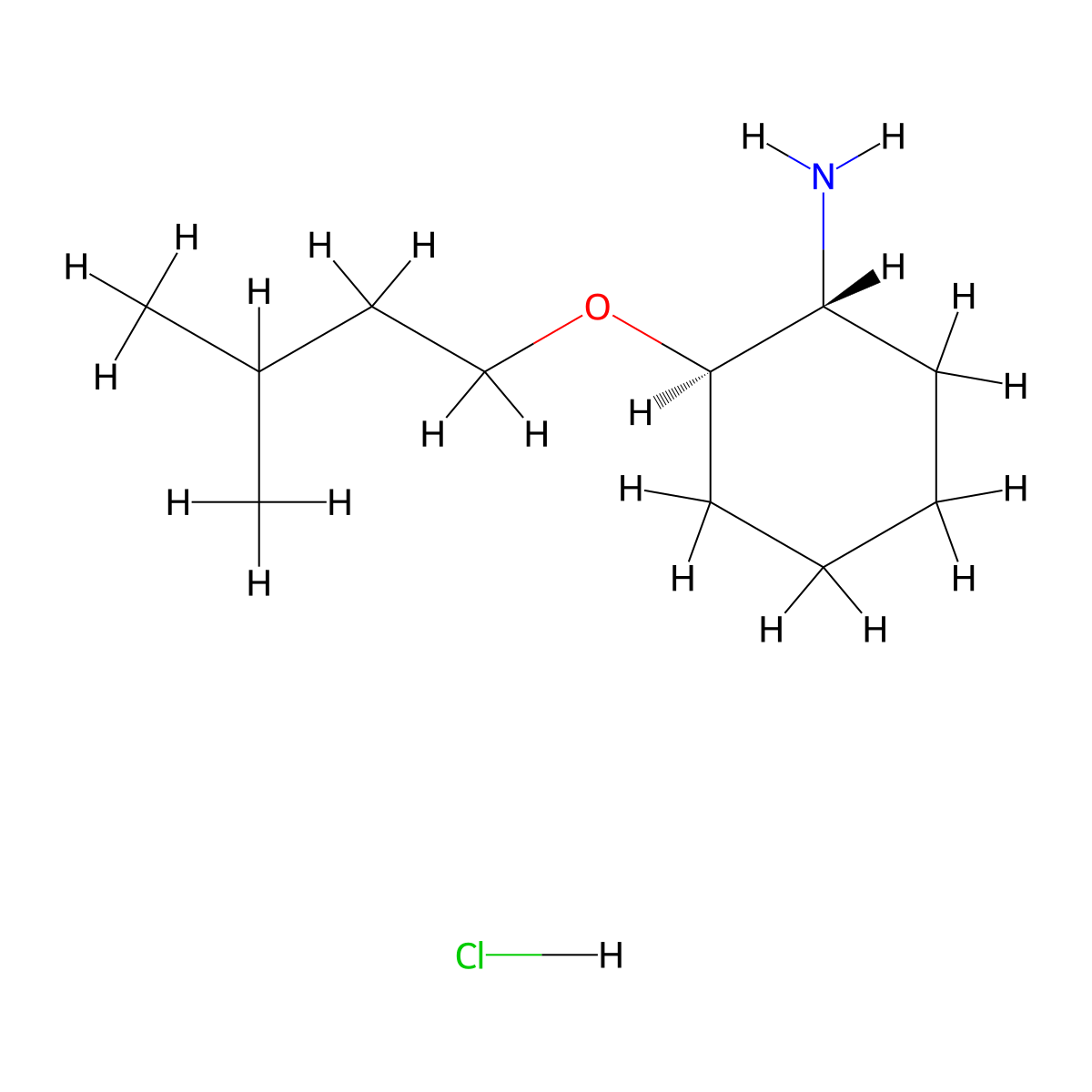 (1R,2R)-2-(3-methylbutoxy)cyclohexan-1-amine hydrochloride molecular structure, CAS 1807939-19-0