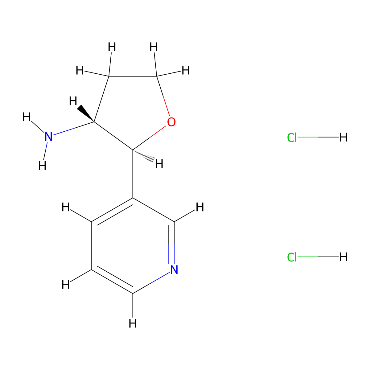 rac-(2R,3S)-2-(pyridin-3-yl)oxolan-3-amine dihydrochloride molecular structure, CAS 1807939-25-8