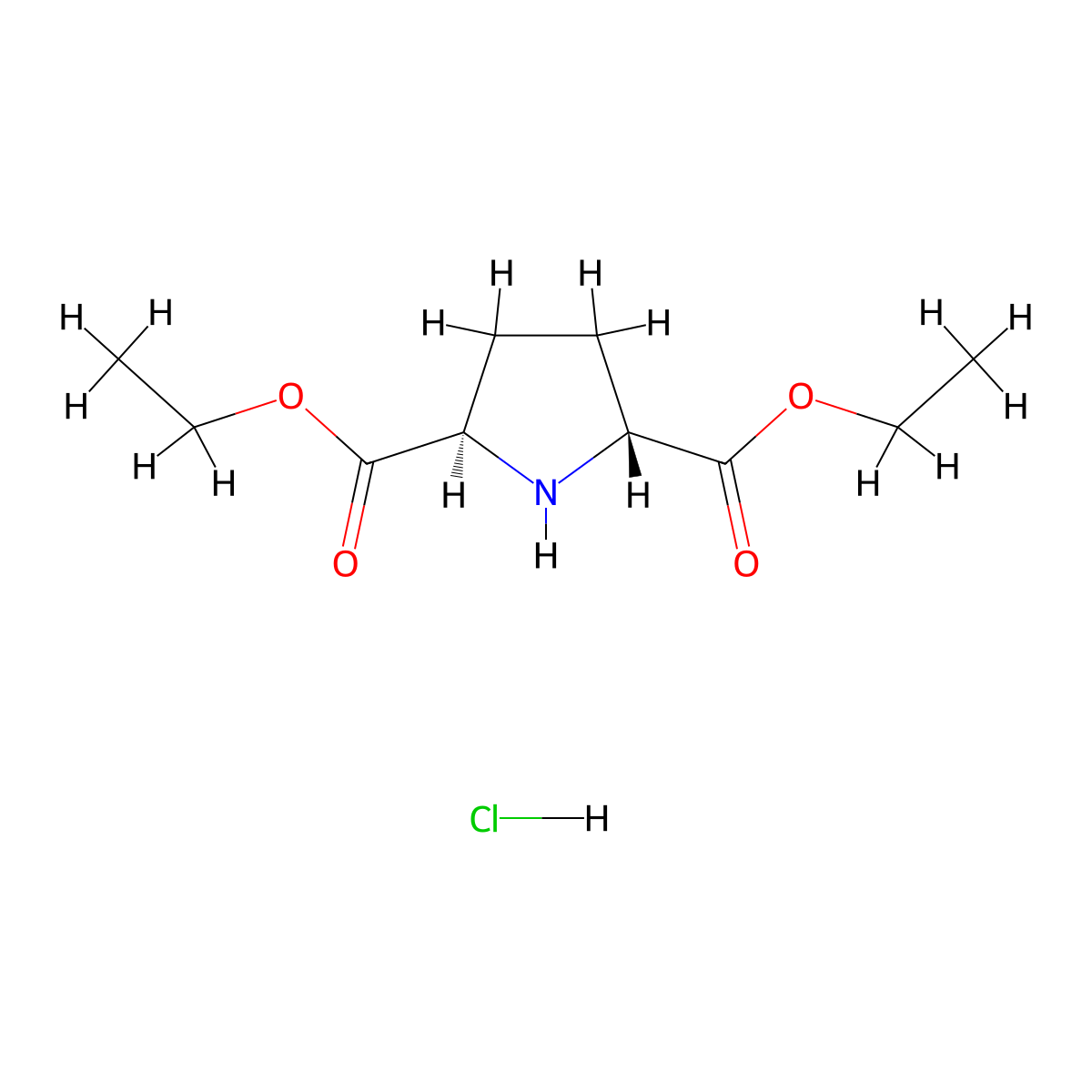 2,5-diethyl (2R,5R)-pyrrolidine-2,5-dicarboxylate hydrochloride molecular structure, CAS 1807939-29-2