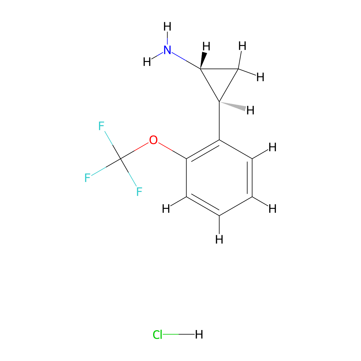 rac-(1R,2S)-2-[2-(trifluoromethoxy)phenyl]cyclopropan-1-amine hydrochloride molecular structure, CAS 1807939-30-5