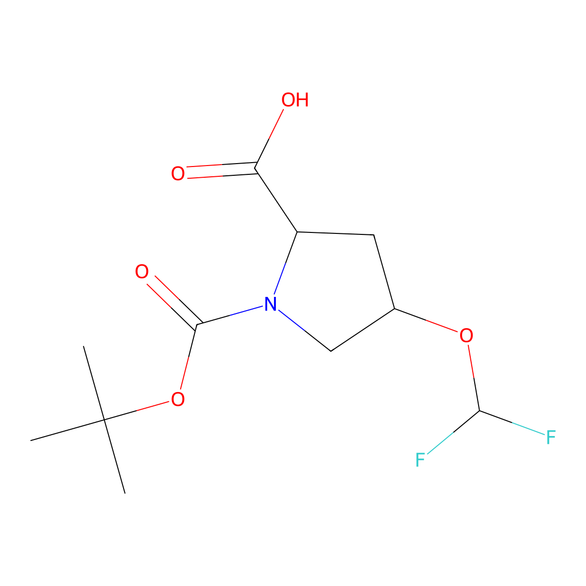 (2S,4R)-1-[(tert-butoxy)carbonyl]-4-(difluoromethoxy)pyrrolidine-2-carboxylic acid molecular structure, CAS 1807939-39-4