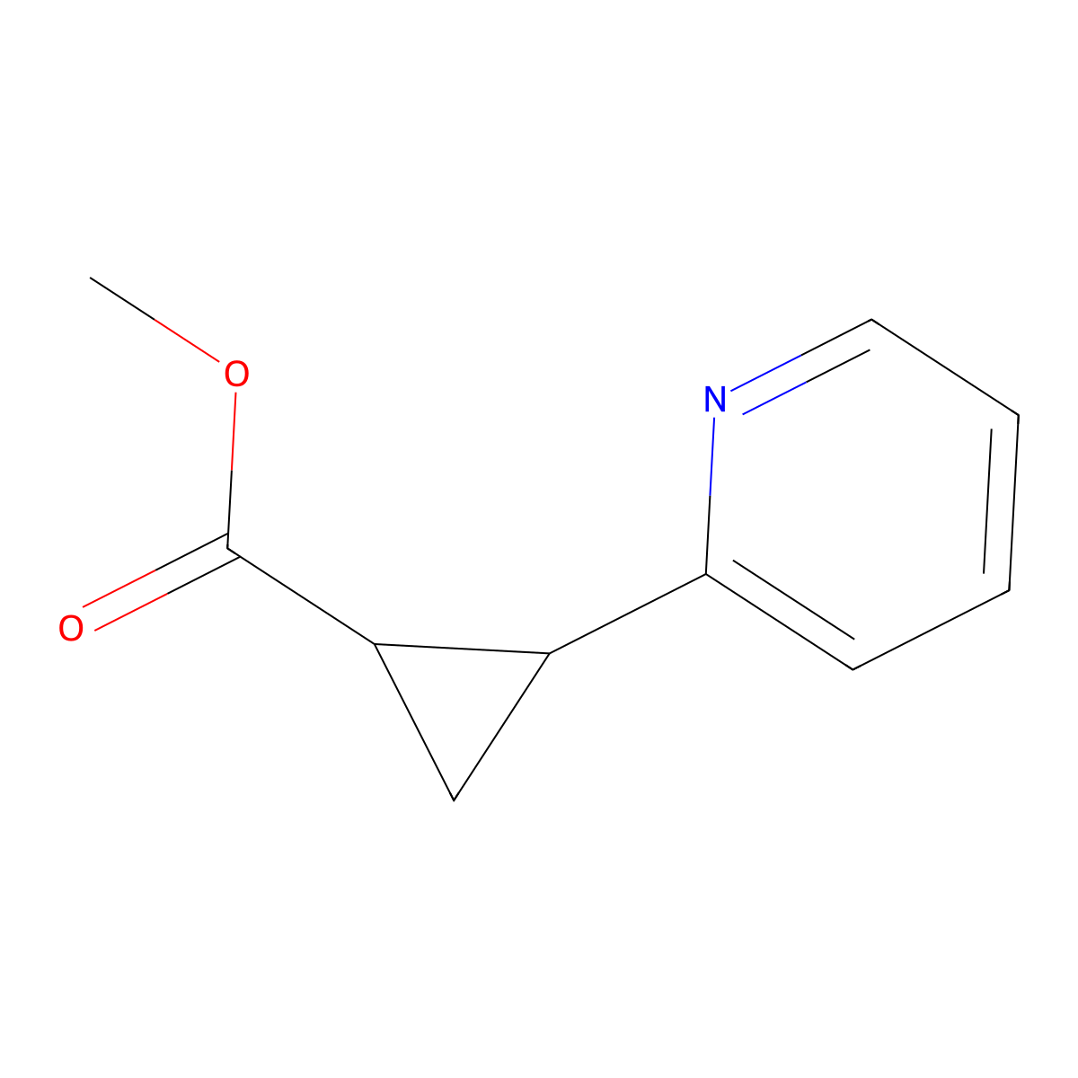 rac-methyl (1R,2R)-2-(pyridin-2-yl)cyclopropane-1-carboxylate molecular structure, CAS 1807939-42-9