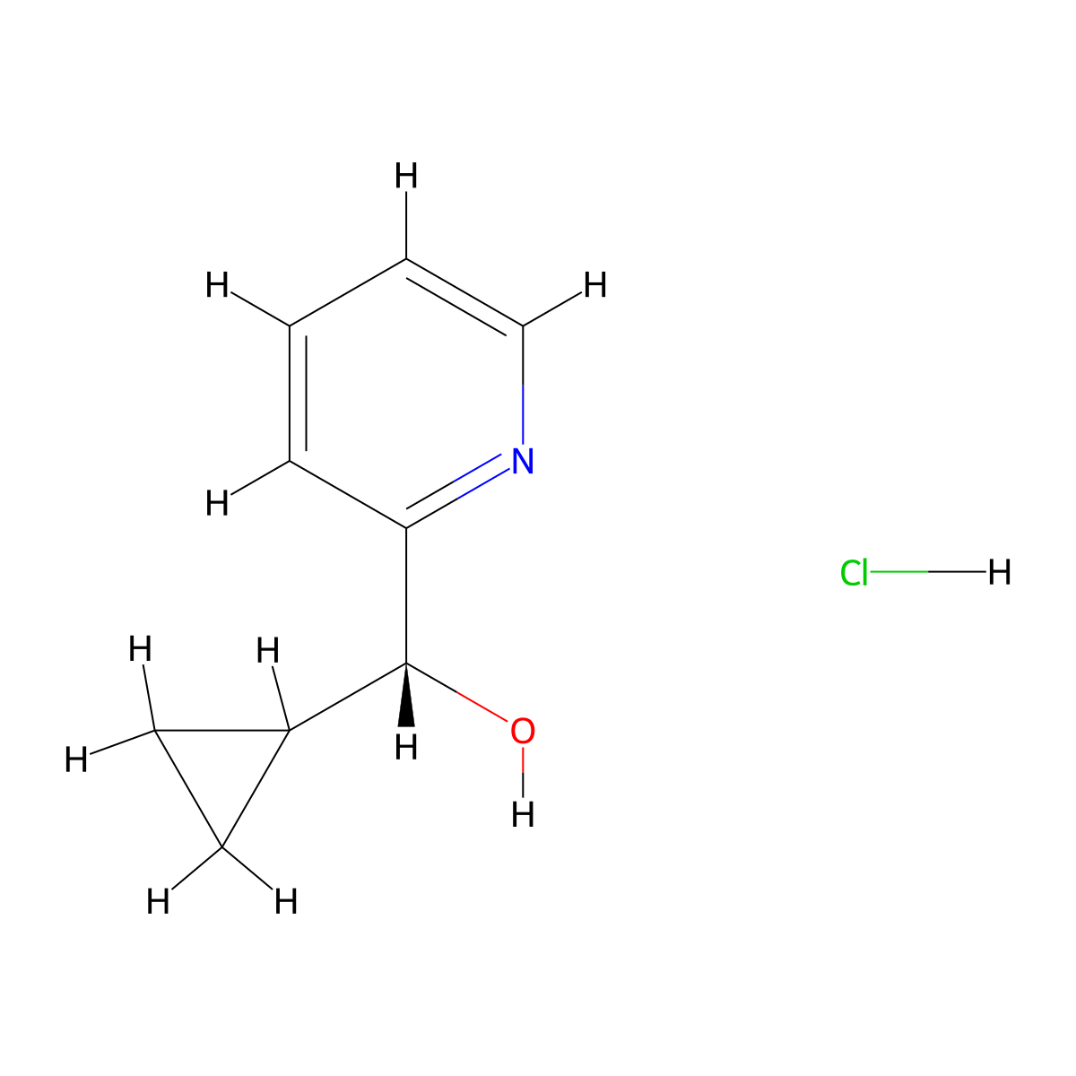(R)-cyclopropyl(pyridin-2-yl)methanol hydrochloride molecular structure, CAS 1807939-45-2