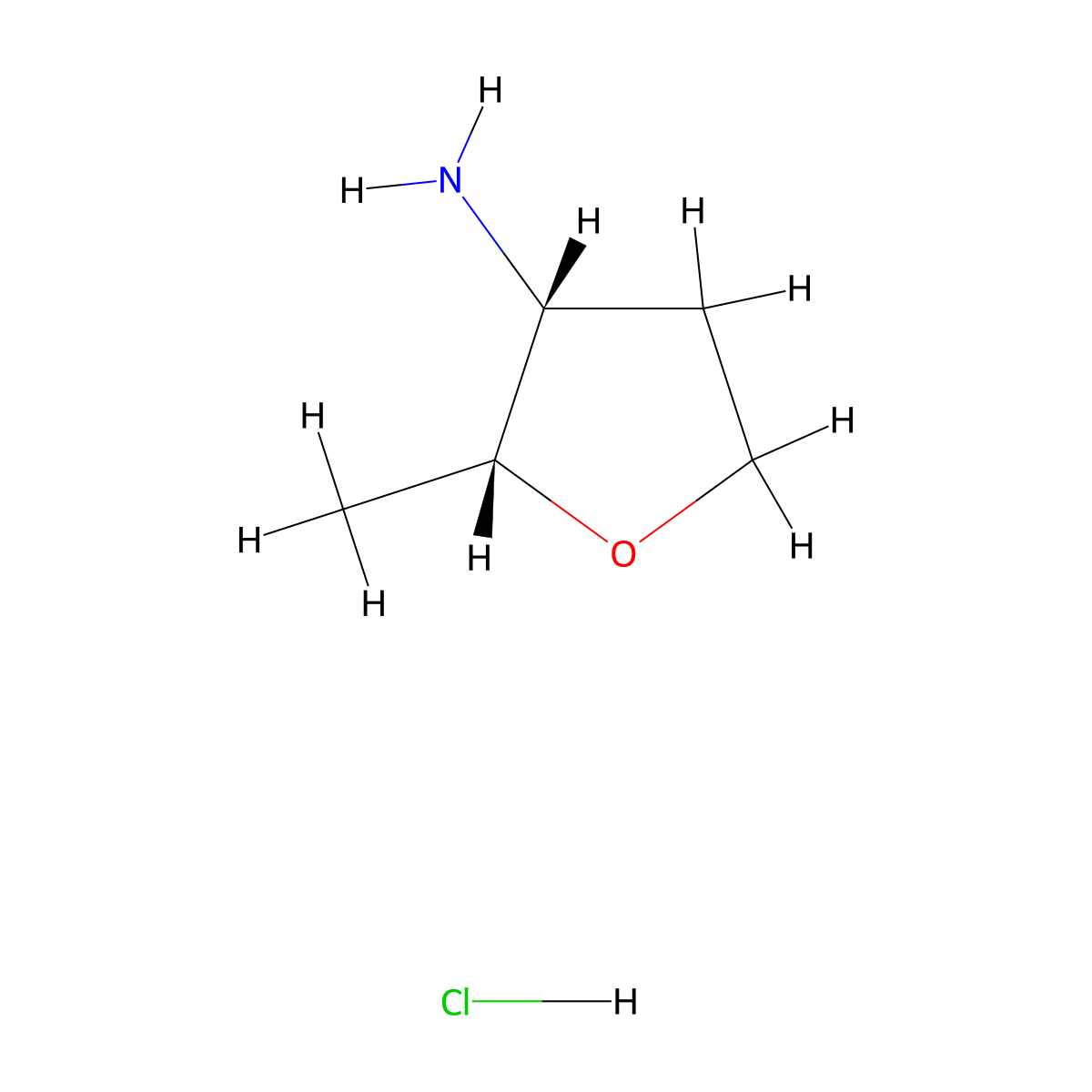 Cis-2-methyltetrahydrofuran-3-amine hydrochloride molecular structure, CAS 1807939-47-4