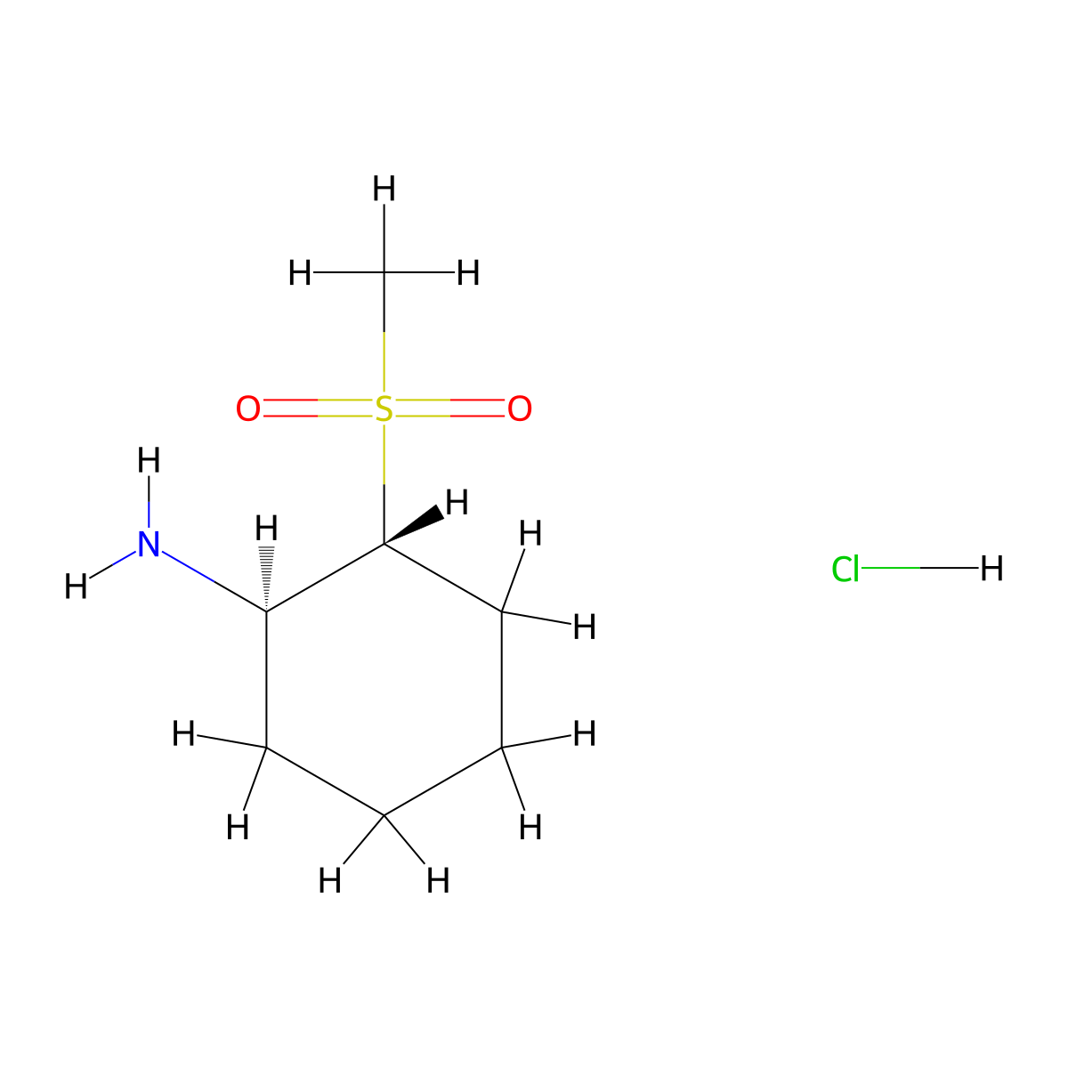 rac-(1R,2R)-2-methanesulfonylcyclohexan-1-amine hydrochloride molecular structure, CAS 1807939-51-0