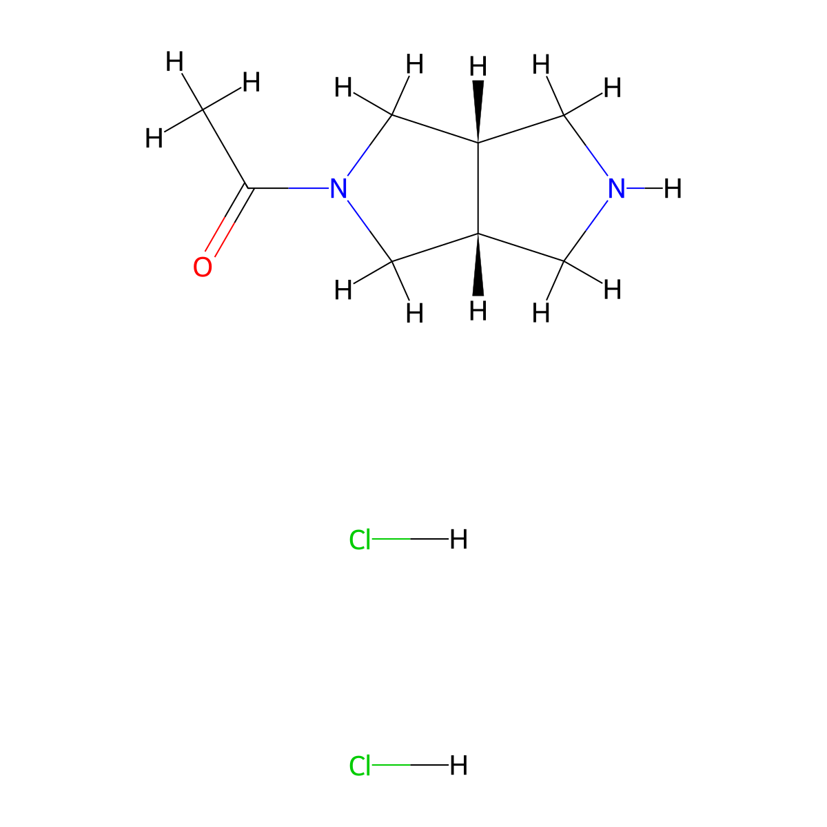 rac-1-((3aR,6aS)-octahydropyrrolo(3,4-c)pyrrol-2-yl)ethan-1-one dihydrochloride molecular structure, CAS 1807939-58-7