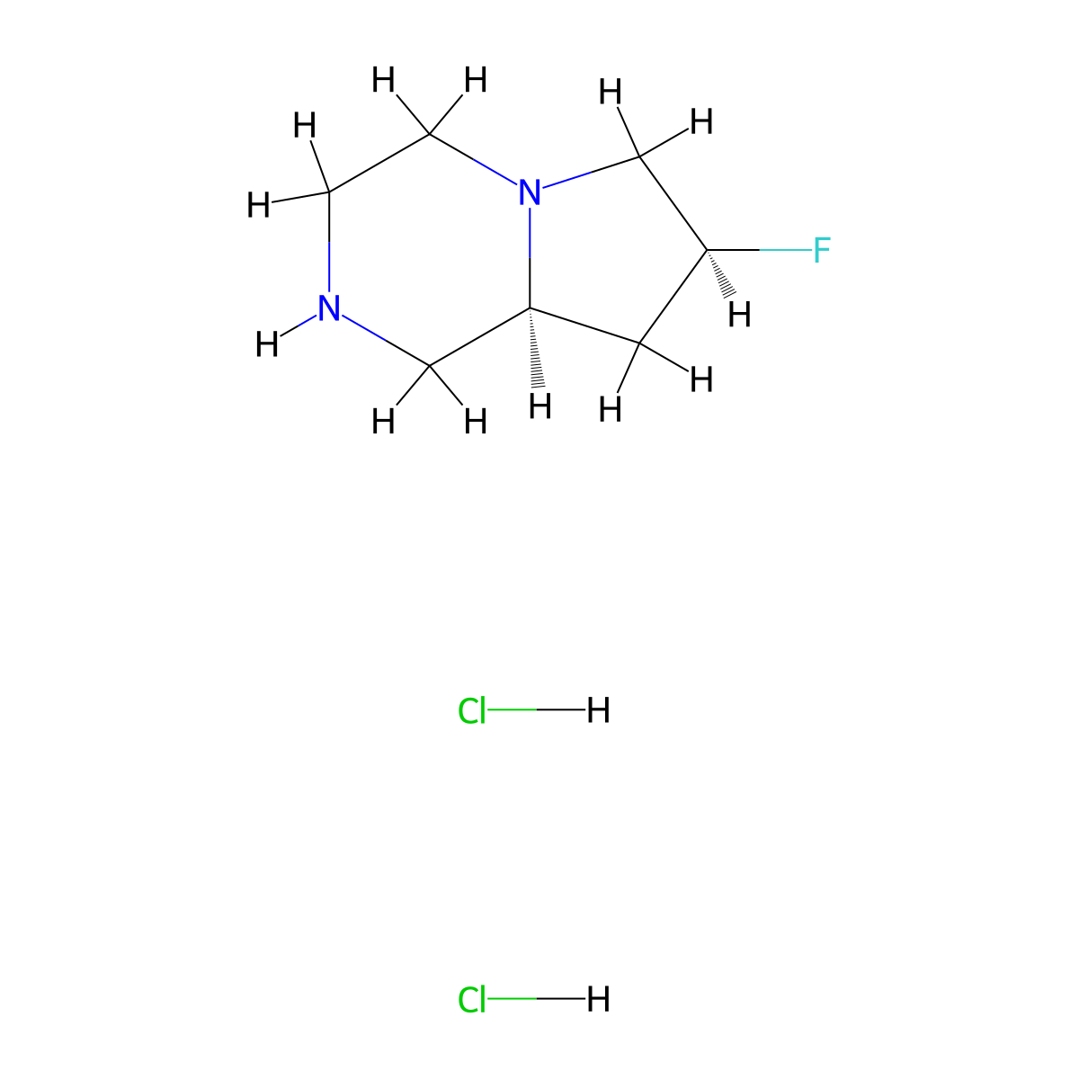 (7S,8aS)-7-fluoro-octahydropyrrolo[1,2-a]piperazine dihydrochloride molecular structure, CAS 1807939-68-9