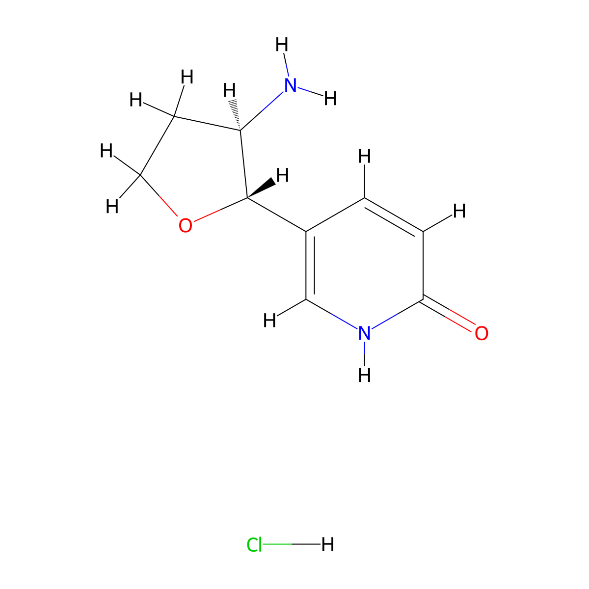 rac-5-[(2R,3S)-3-aminooxolan-2-yl]-1,2-dihydropyridin-2-one hydrochloride molecular structure, CAS 1807939-78-1