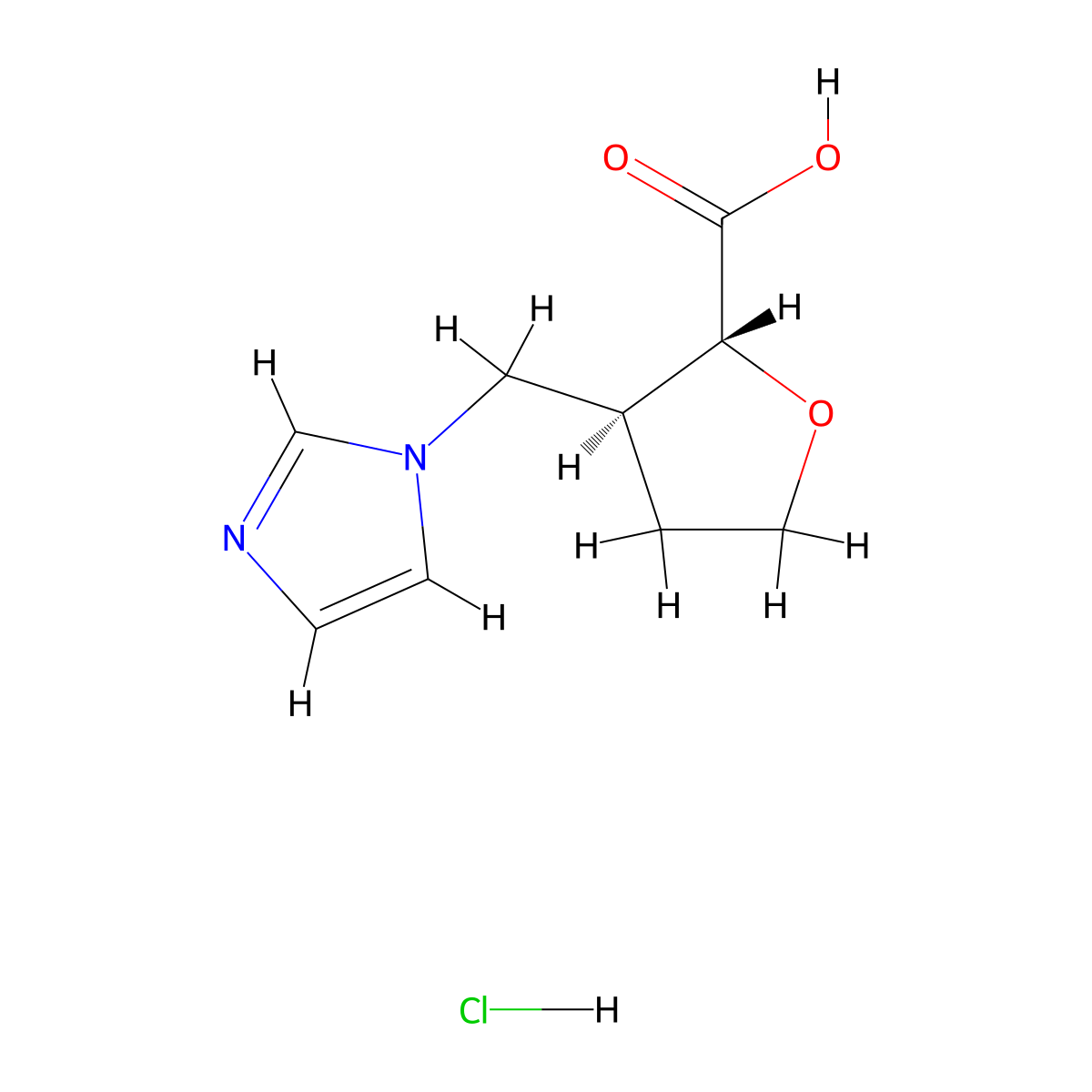 (2R,3S)-3-[(1H-imidazol-1-yl)methyl]oxolane-2-carboxylic acid hydrochloride molecular structure, CAS 1807939-82-7