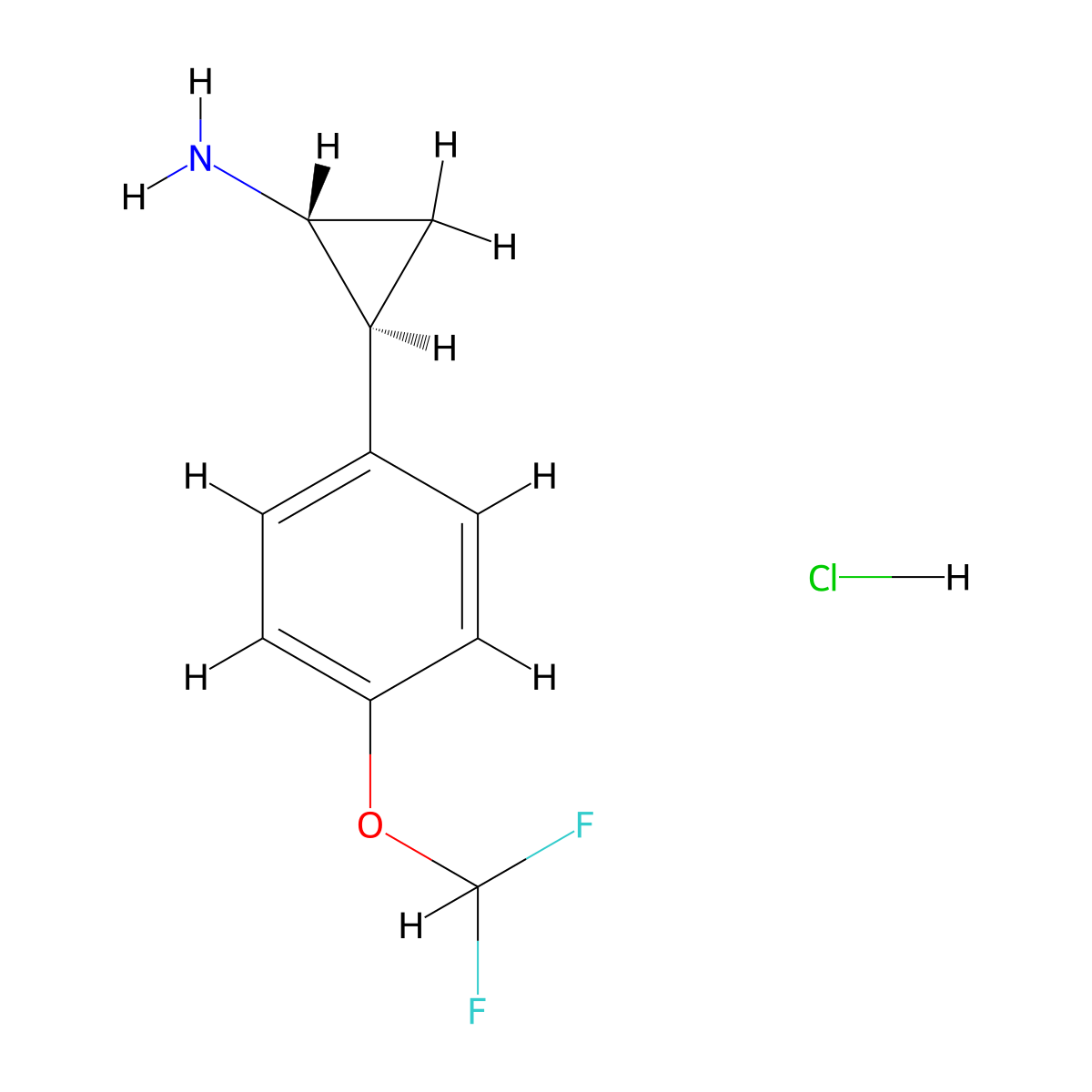 rac-(1R,2S)-2-[4-(difluoromethoxy)phenyl]cyclopropan-1-amine hydrochloride molecular structure, CAS 1807939-84-9