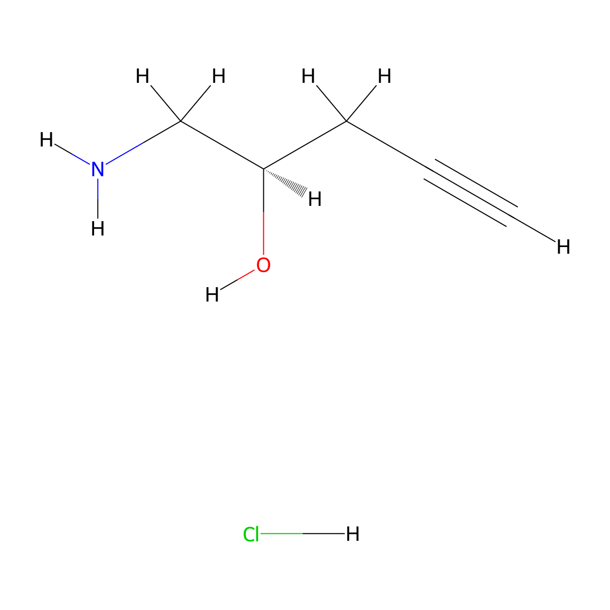 (2R)-1-aminopent-4-yn-2-ol hydrochloride molecular structure, CAS 1807939-91-8