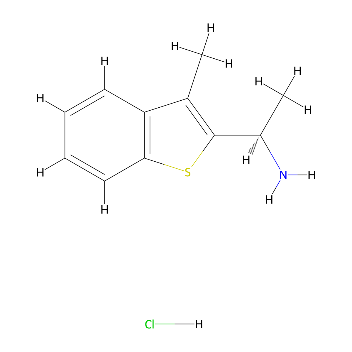 (1R)-1-(3-methyl-1-benzothiophen-2-yl)ethan-1-amine hydrochloride molecular structure, CAS 1807940-09-5
