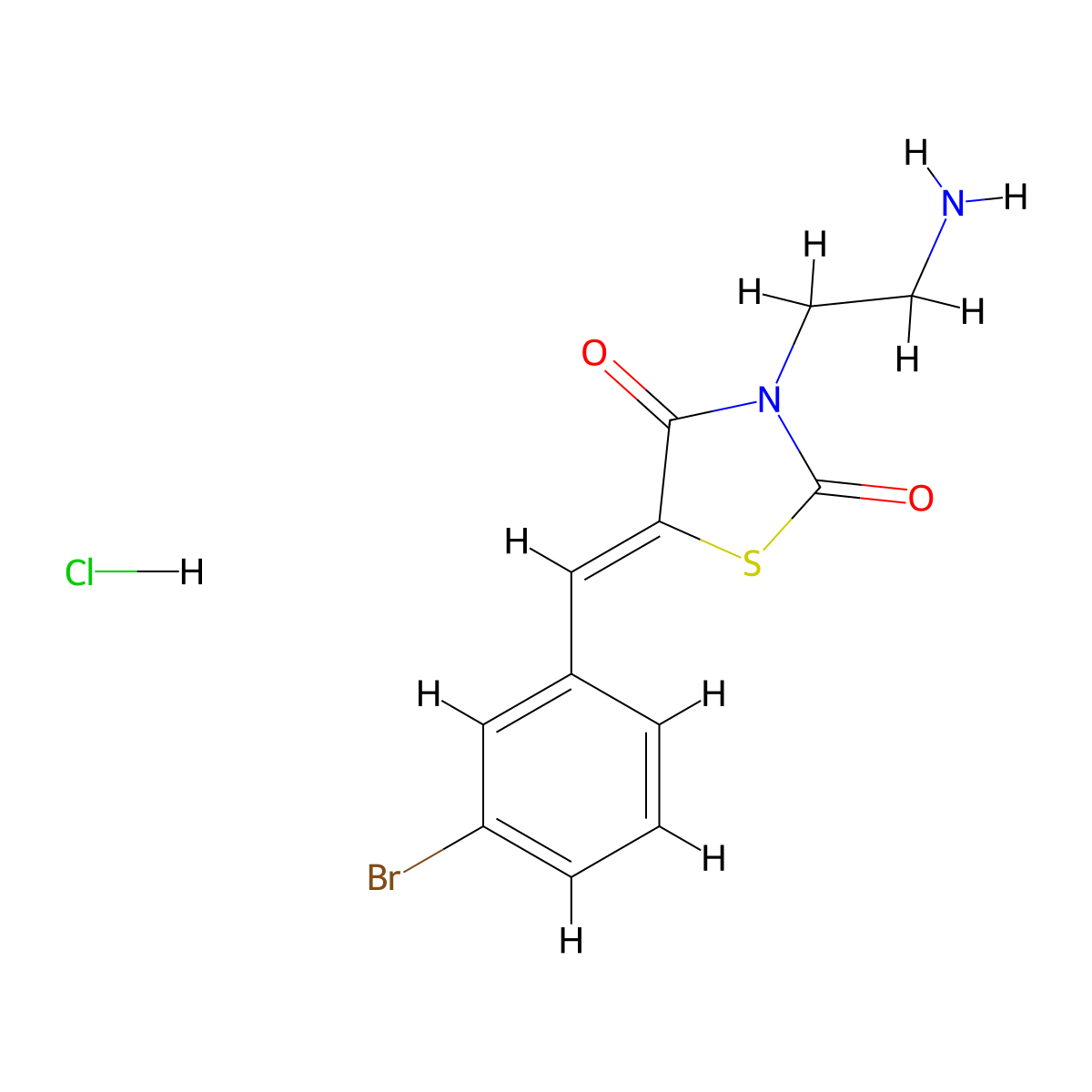 3-(2-Aminoethyl)-5-((3-bromophenyl)methylidene)-1,3-thiazolidine-2,4-dione hydrochloride molecular structure, CAS 1807940-12-0