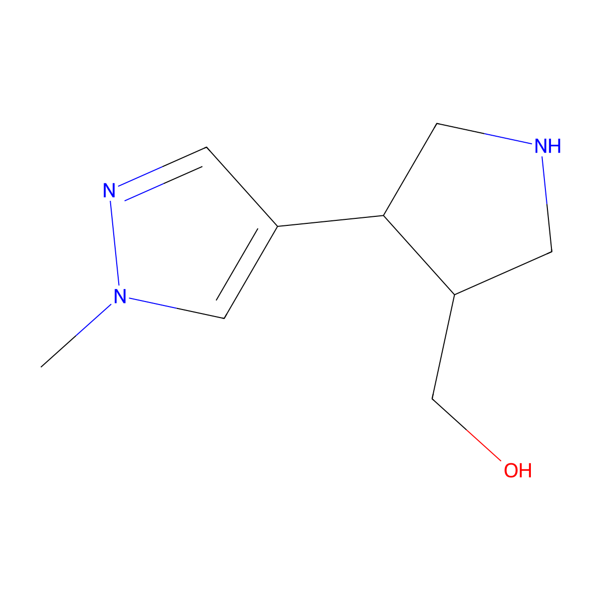 [(3S,4R)-4-(1-methyl-1H-pyrazol-4-yl)pyrrolidin-3-yl]methanol molecular structure, CAS 1807940-13-1