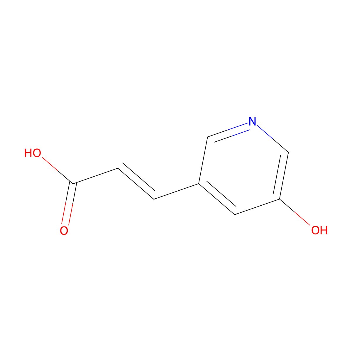 3-(5-Hydroxy-3-pyridinyl)prop-2-enoic acid molecular structure, CAS 1807940-38-0