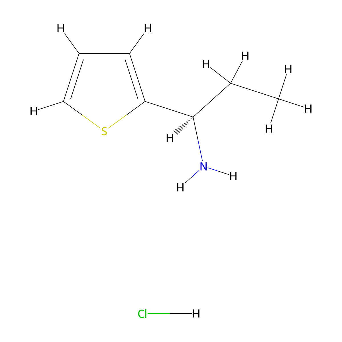 (1R)-1-(Thiophen-2-yl)propan-1-amine hydrochloride molecular structure, CAS 1807940-47-1