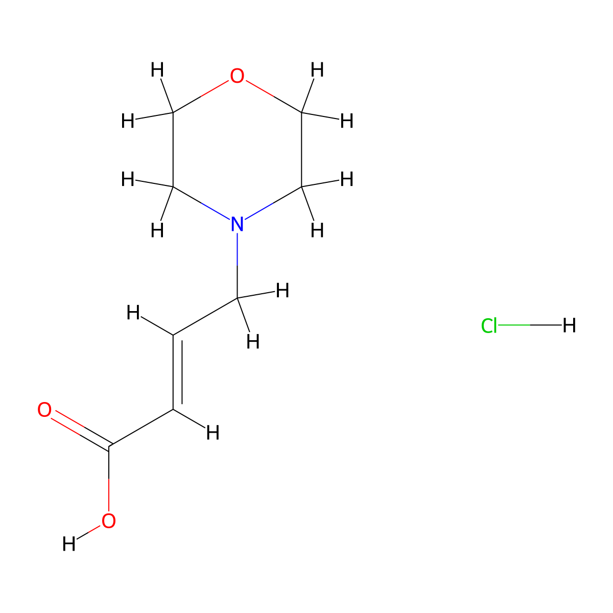 (2E)-4-(morpholin-4-yl)but-2-enoic acid hydrochloride molecular structure, CAS 1807940-64-2