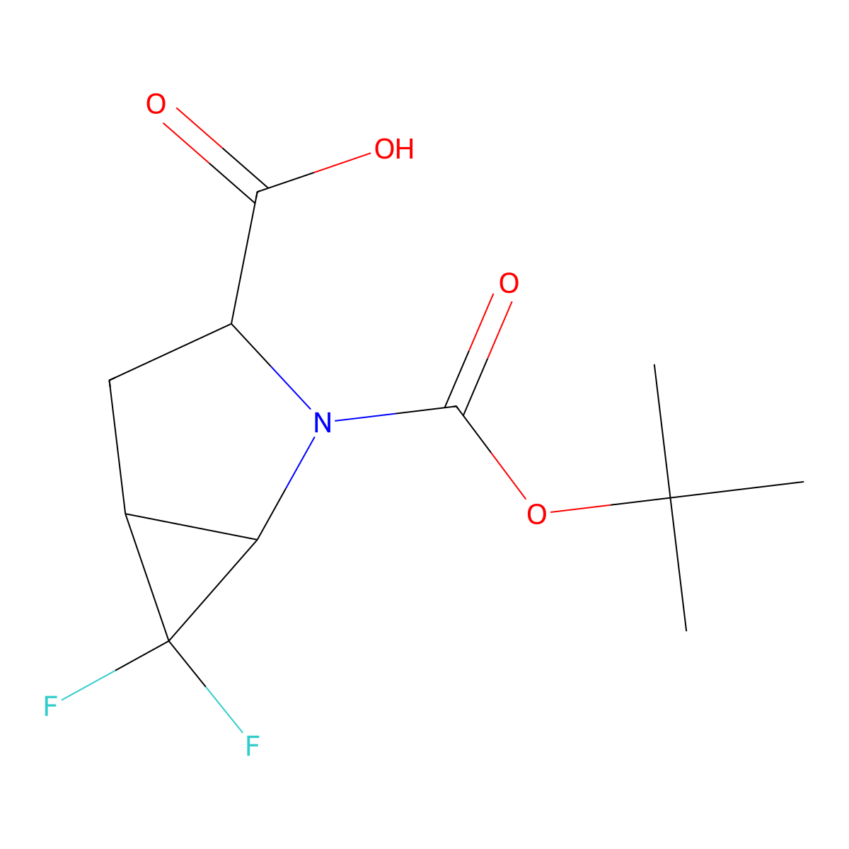 (1R,3S,5S)-2-((tert-butoxy)carbonyl)-6,6-difluoro-2-azabicyclo(3.1.0)hexane-3-carboxylic acid molecular structure, CAS 1807940-76-6