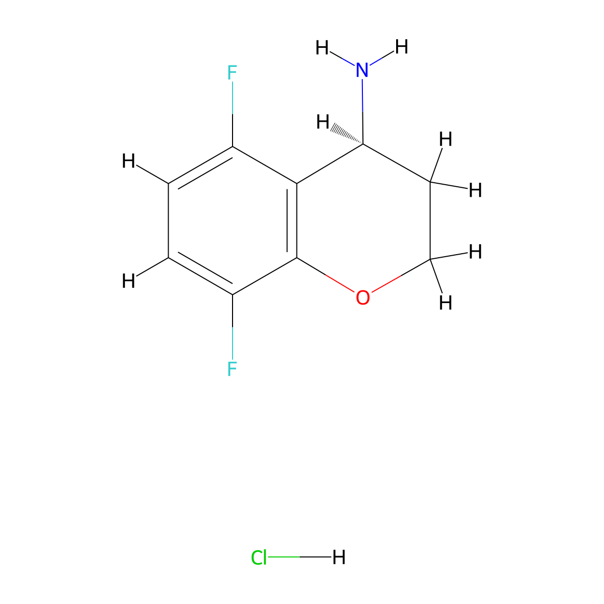 (4S)-5,8-difluoro-3,4-dihydro-2H-1-benzopyran-4-amine hydrochloride molecular structure, CAS 1807940-80-2