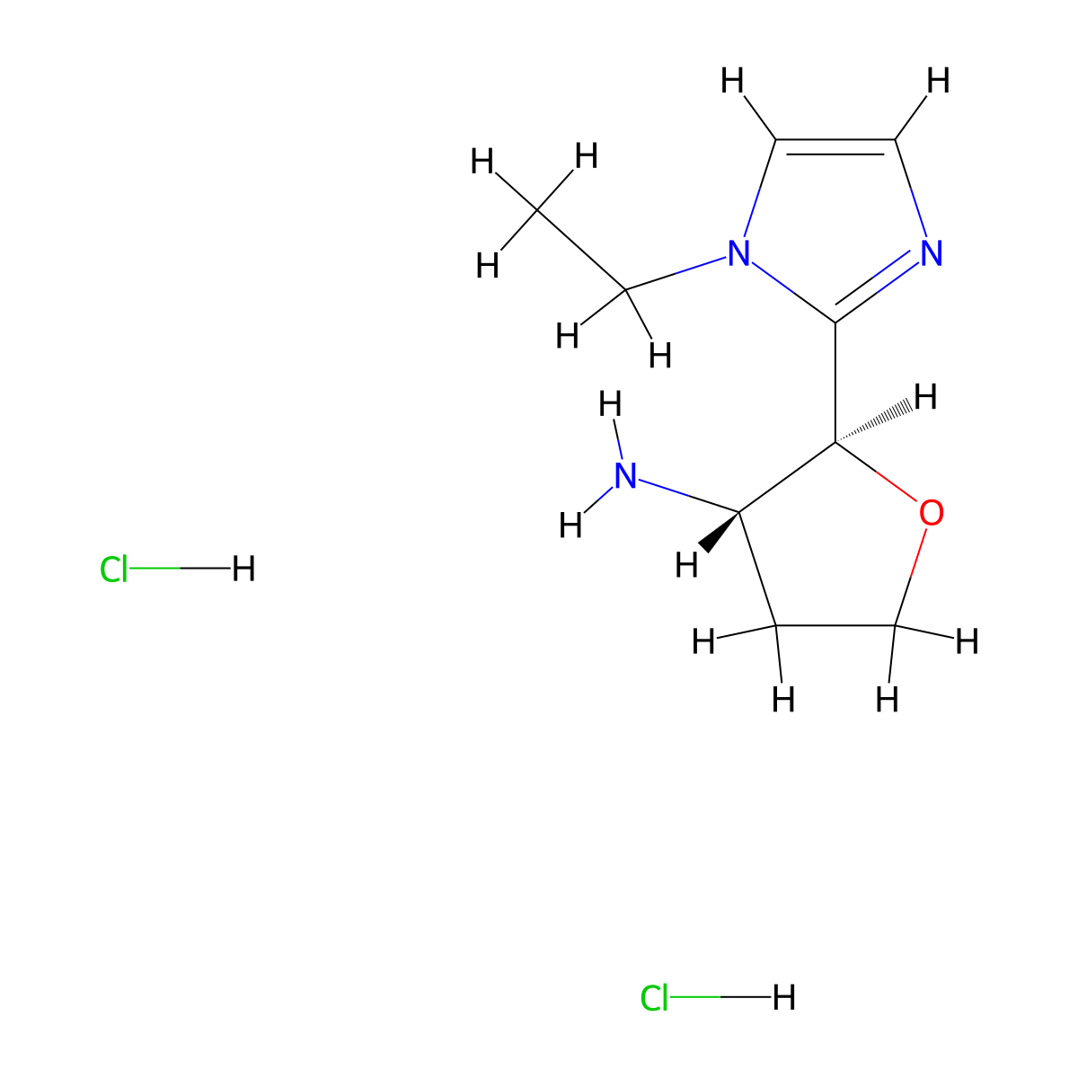 (2S,3S)-2-(1-ethyl-1H-imidazol-2-yl)oxolan-3-amine dihydrochloride molecular structure, CAS 1807940-82-4