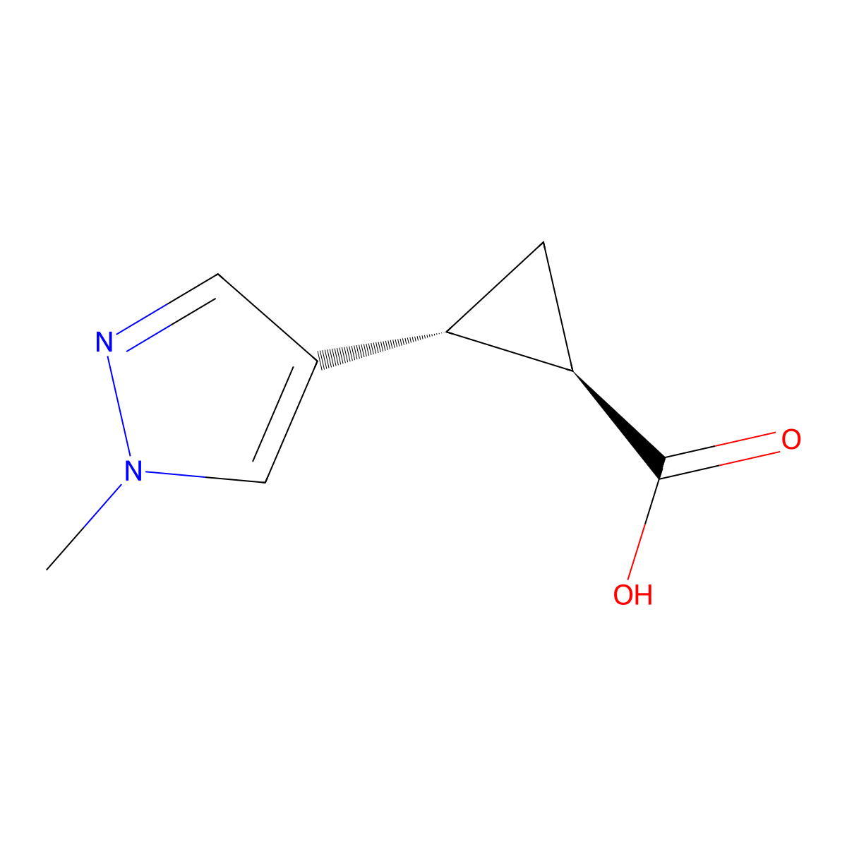 rac-(1R,2R)-2-(1-methyl-1H-pyrazol-4-yl)cyclopropane-1-carboxylic acid molecular structure, CAS 1807940-87-9