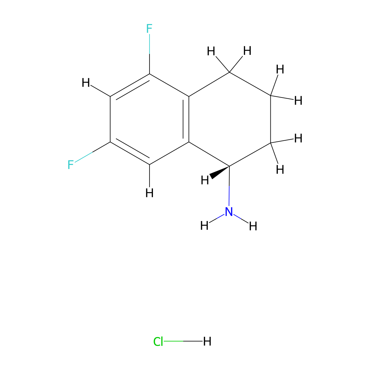 (1S)-5,7-difluoro-1,2,3,4-tetrahydronaphthalen-1-amine hydrochloride molecular structure, CAS 1807940-93-7