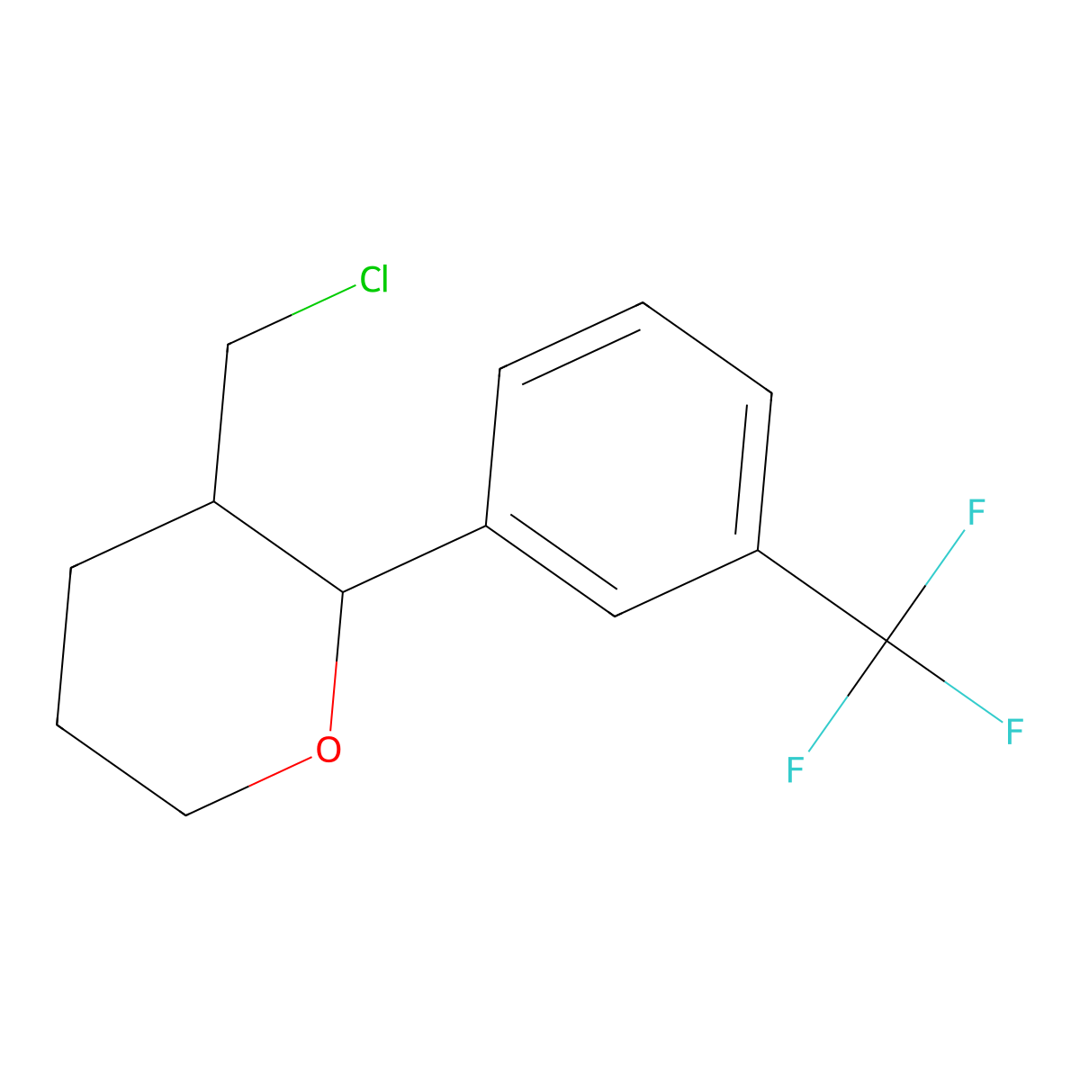 (2R,3R)-3-(chloromethyl)-2-[3-(trifluoromethyl)phenyl]oxane molecular structure, CAS 1807940-95-9
