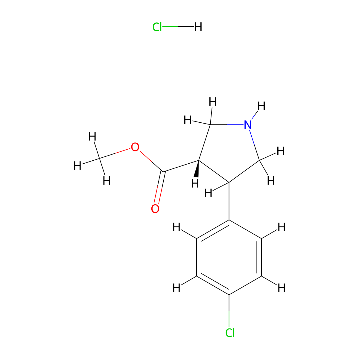 trans-Methyl 4-(4-chlorophenyl)pyrrolidine-3-carboxylate hcl molecular structure, CAS 1807941-55-4