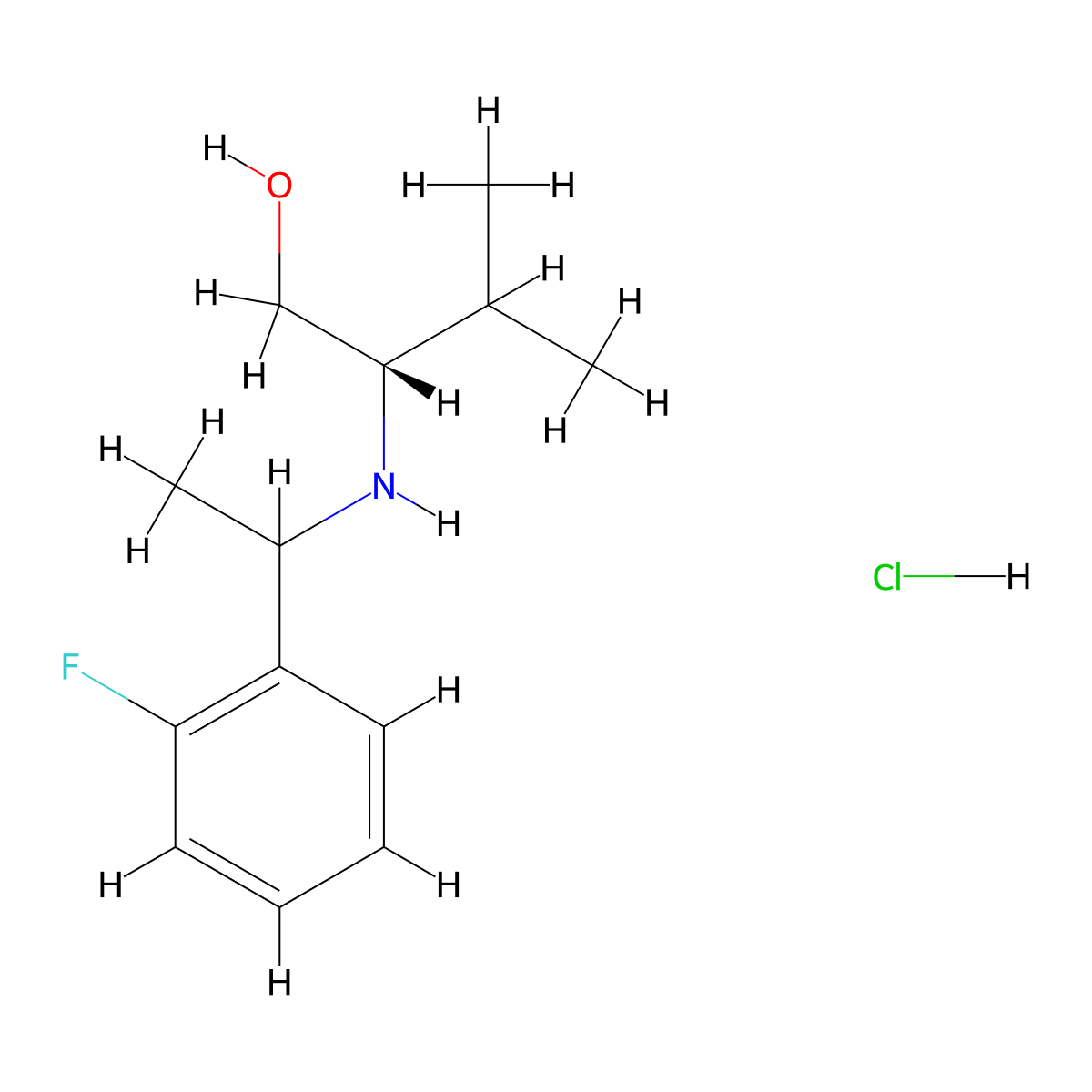 (2S)-2-{[1-(2-fluorophenyl)ethyl]amino}-3-methylbutan-1-ol hydrochloride molecular structure, CAS 1807941-77-0