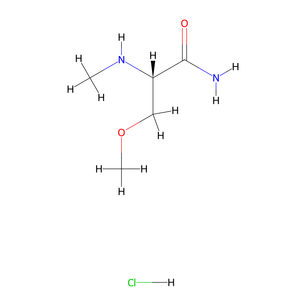 (2S)-3-methoxy-2-(methylamino)propanamide hydrochloride molecular structure, CAS 1807941-79-2
