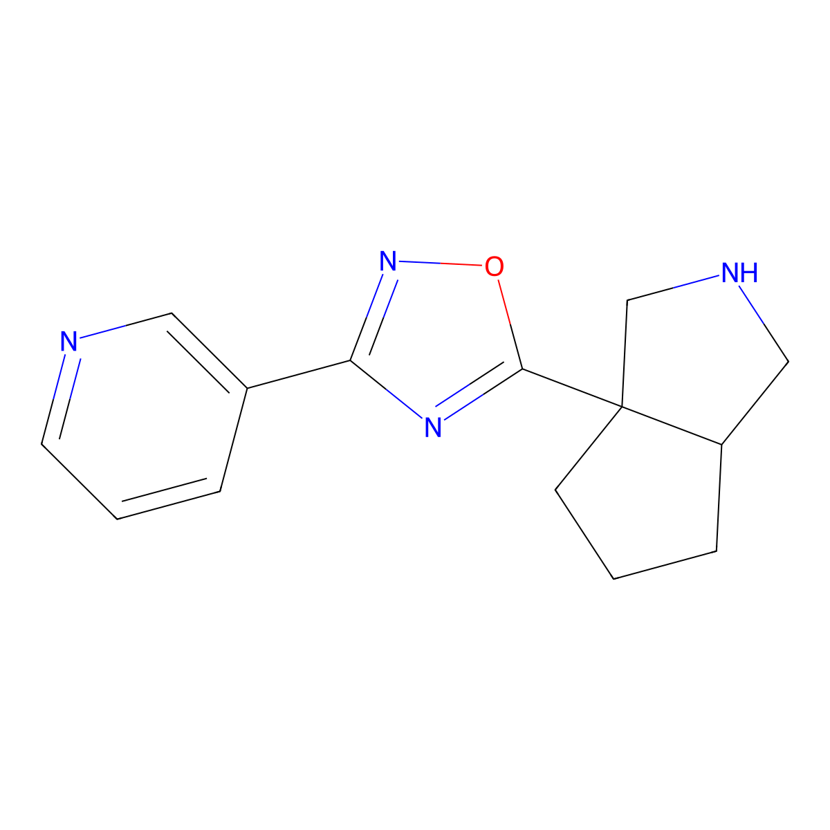 3-{5-[(3aS,6aS)-octahydrocyclopenta[c]pyrrol-3a-yl]-1,2,4-oxadiazol-3-yl}pyridine molecular structure, CAS 1807941-86-1