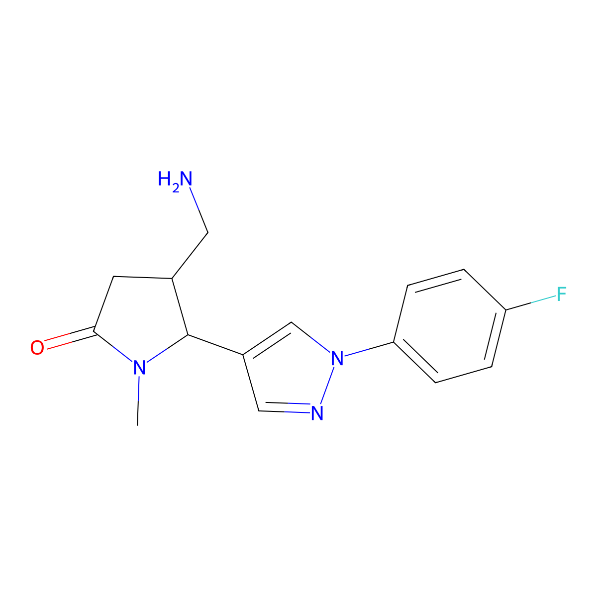 (4R,5S)-4-(Aminomethyl)-5-[1-(4-fluorophenyl)pyrazol-4-yl]-1-methylpyrrolidin-2-one molecular structure, CAS 1807941-87-2