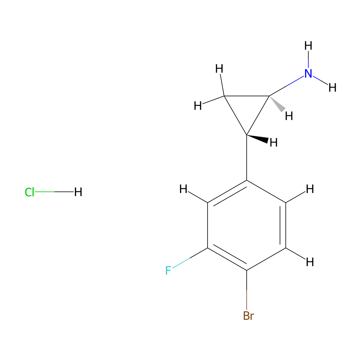 rac-(1R,2S)-2-(4-bromo-3-fluorophenyl)cyclopropan-1-amine hydrochloride molecular structure, CAS 1807941-93-0