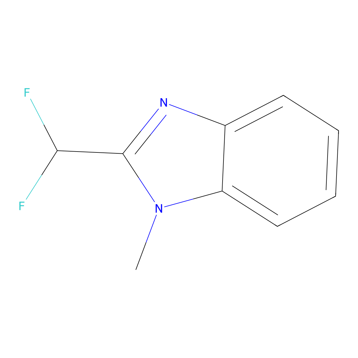 2-(difluoromethyl)-1-methyl-1H-1,3-benzodiazole molecular structure, CAS 180797-75-5