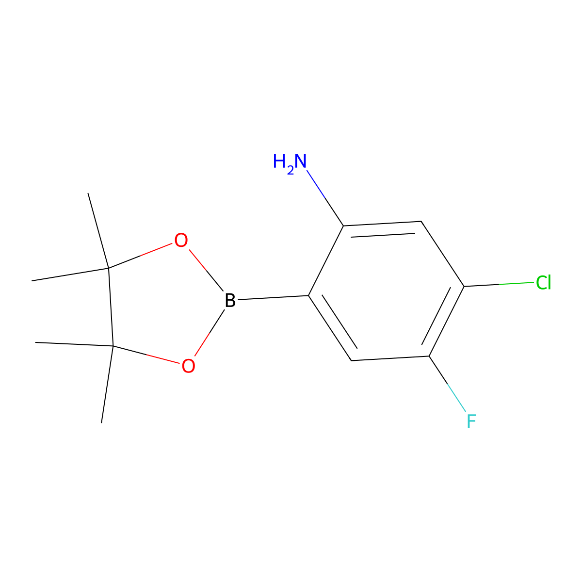 5-Chloro-4-fluoro-2-(tetramethyl-1,3,2-dioxaborolan-2-yl)aniline molecular structure, CAS 1807972-53-7