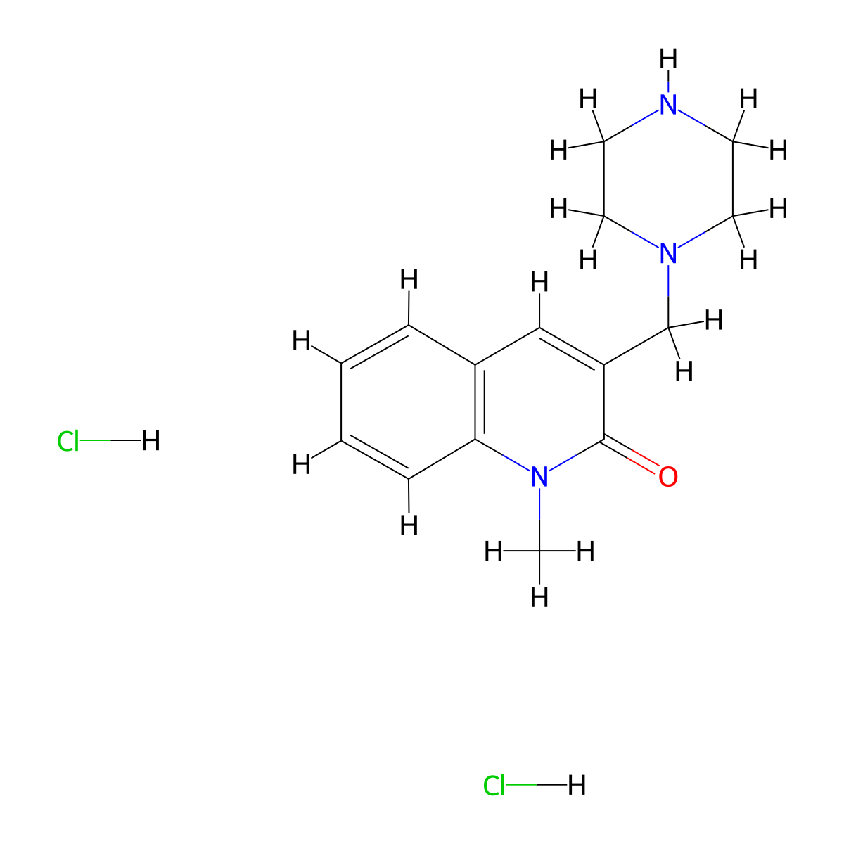 1-methyl-3-(piperazin-1-ylmethyl)quinolin-2(1H)-one dihydrochloride molecular structure, CAS 1807977-35-0