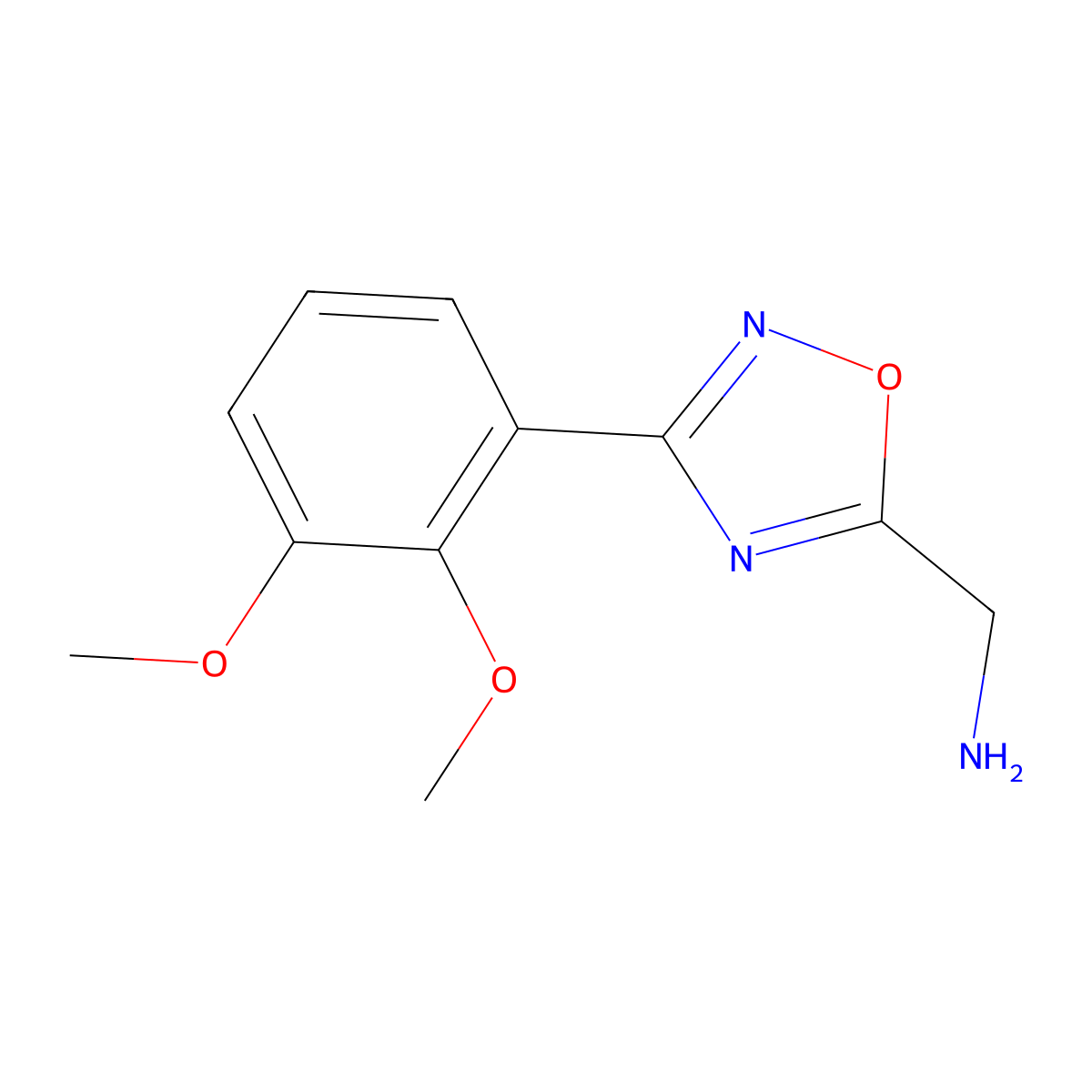 1-[3-(2,3-Dimethoxyphenyl)-1,2,4-oxadiazol-5-yl]methanamine molecular structure, CAS 1807977-36-1