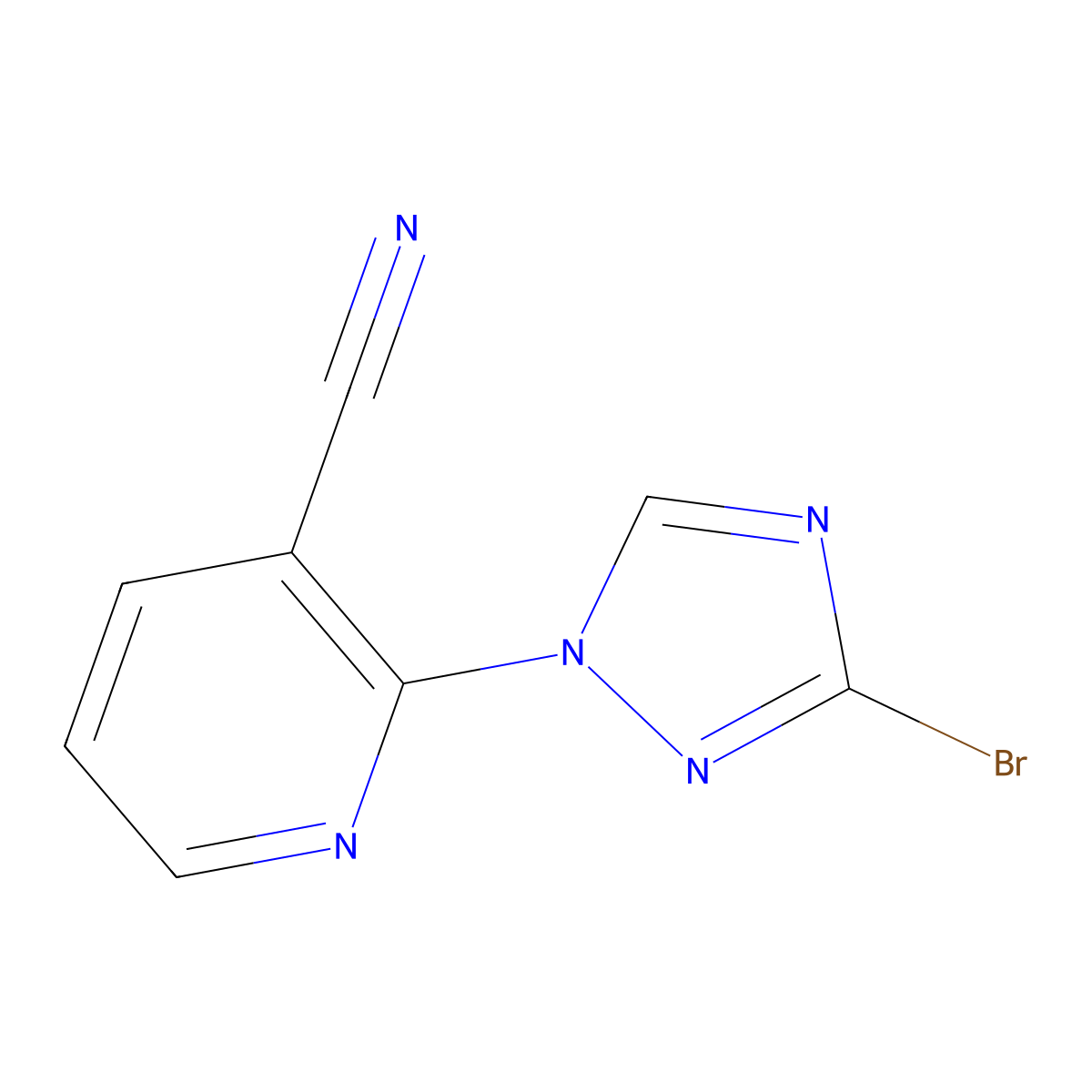 2-(3-bromo-1H-1,2,4-triazol-1-yl)pyridine-3-carbonitrile molecular structure, CAS 1807977-37-2