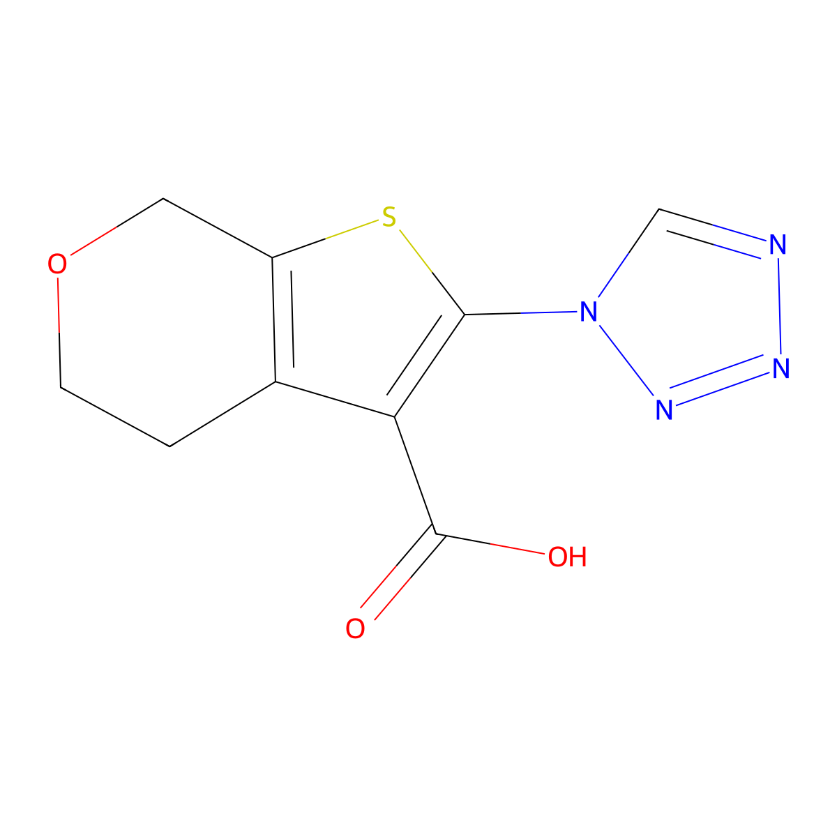 2-(1H-tetrazol-1-yl)-4,7-dihydro-5H-thieno[2,3-c]pyran-3-carboxylic acid molecular structure, CAS 1807977-40-7
