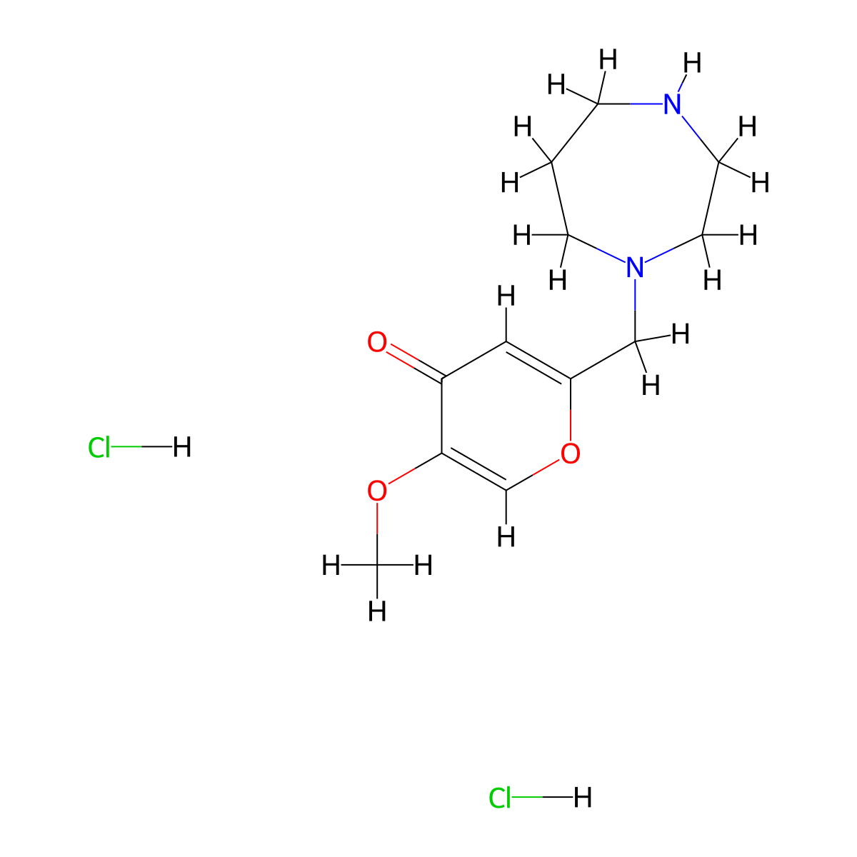 2-((1,4-diazepan-1-yl)methyl)-5-methoxy-4H-pyran-4-one dihydrochloride molecular structure, CAS 1807979-69-6