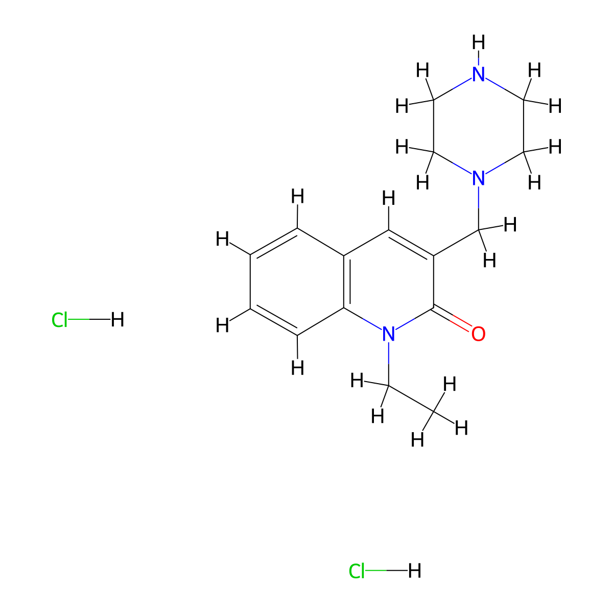 1-ethyl-3-(piperazin-1-ylmethyl)quinolin-2(1H)-one dihydrochloride molecular structure, CAS 1807979-72-1