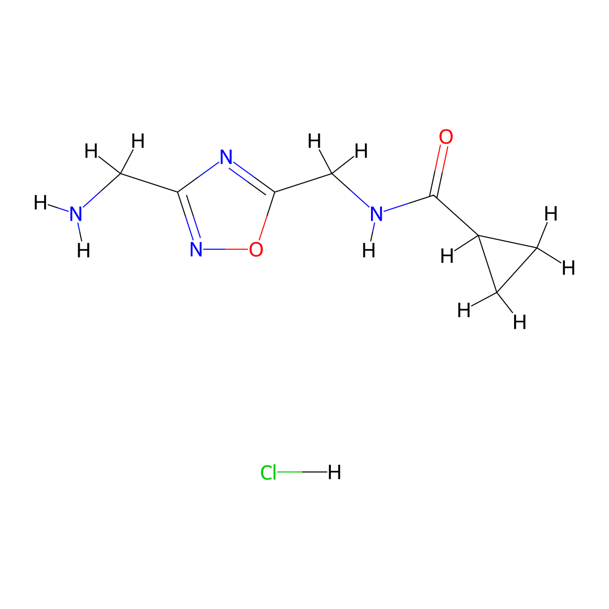 N-{[3-(Aminomethyl)-1,2,4-oxadiazol-5-YL]methyl}cyclopropanecarboxamide hydrochloride molecular structure, CAS 1807979-80-1