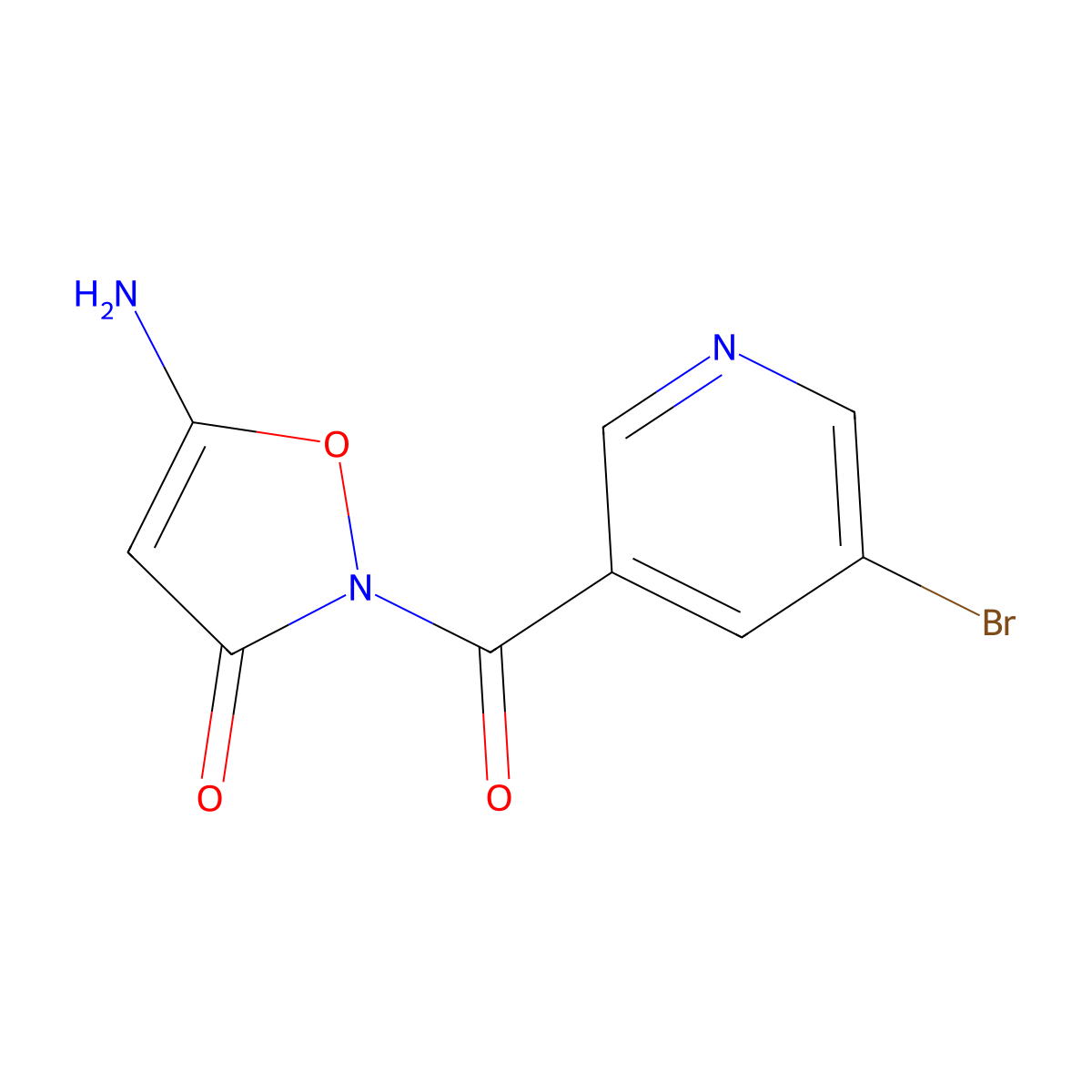 5-amino-2-[(5-bromopyridin-3-yl)carbonyl]-1,2-oxazol-3(2H)-one molecular structure, CAS 1807979-81-2