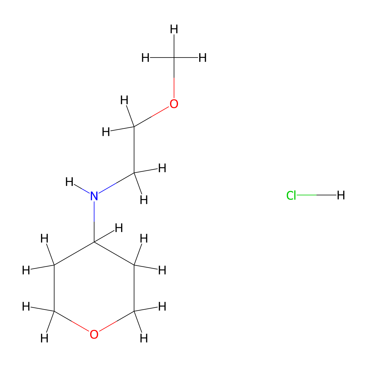 N-(2-methoxyethyl)oxan-4-amine hydrochloride molecular structure, CAS 1807979-84-5